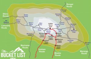  Kilimanjaro Routes - Umbwe Route Map