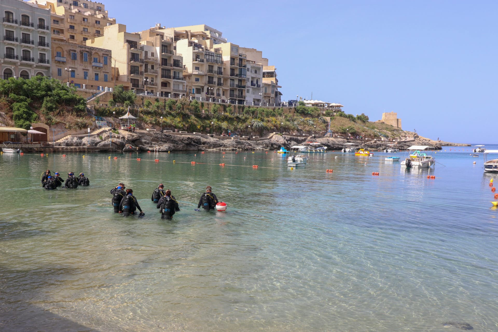 Divers on Padi Open Water Course - Xlendi Bay