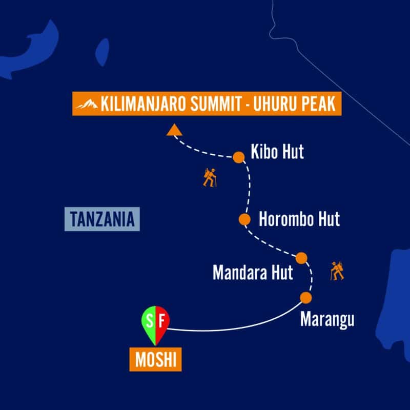 Kilimanjaro Marangu Trekking Route Map