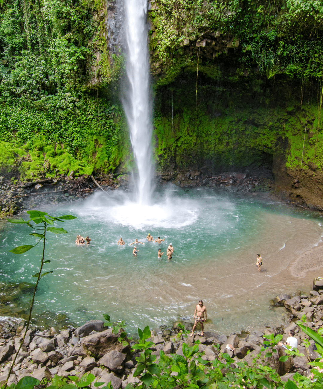 La Fortuna Waterfall with people in - Costa Rica