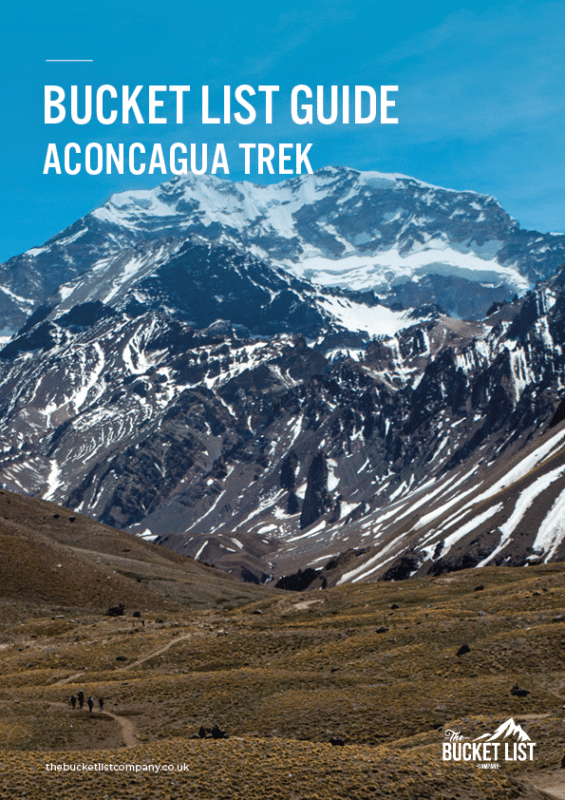 Bucket List Guide Aconcagua Trek cover showing Mount Aconcagua in Argentina