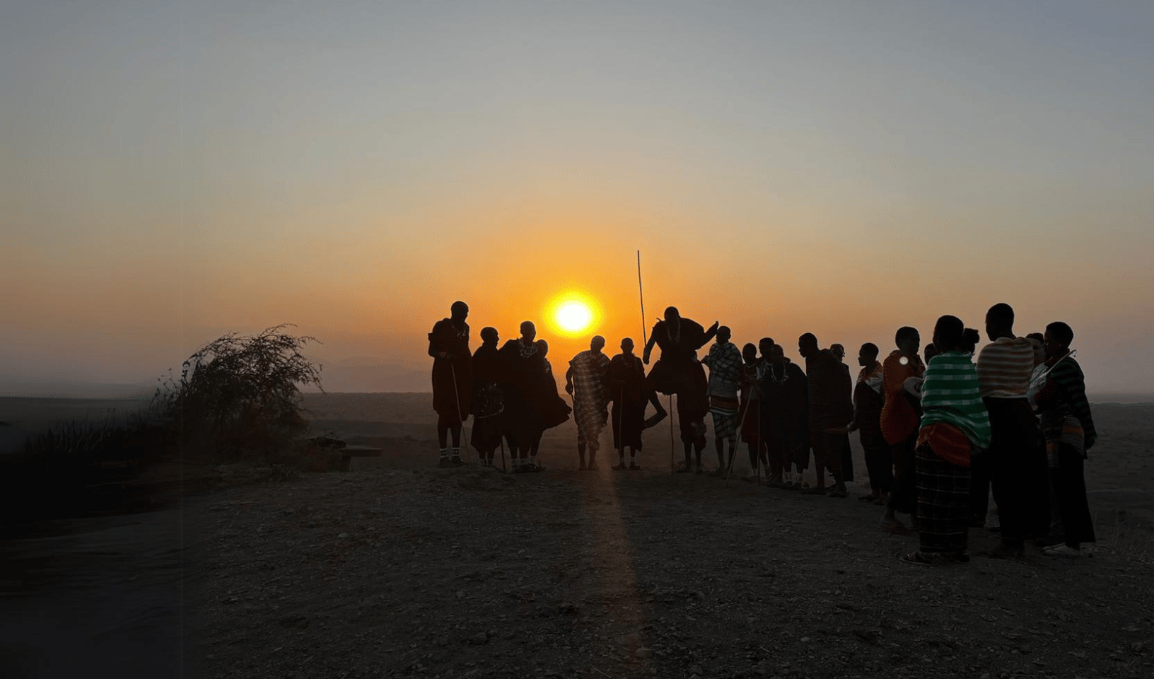 Maasai community gathering at sunset in northern Tanzania